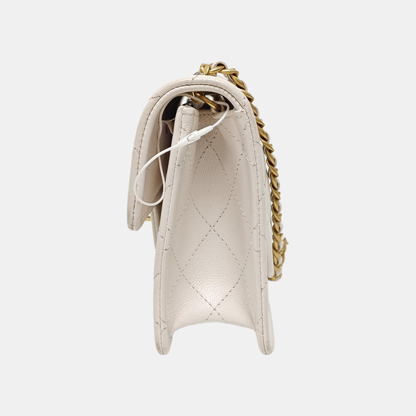 Quilted Grained Calfskin White