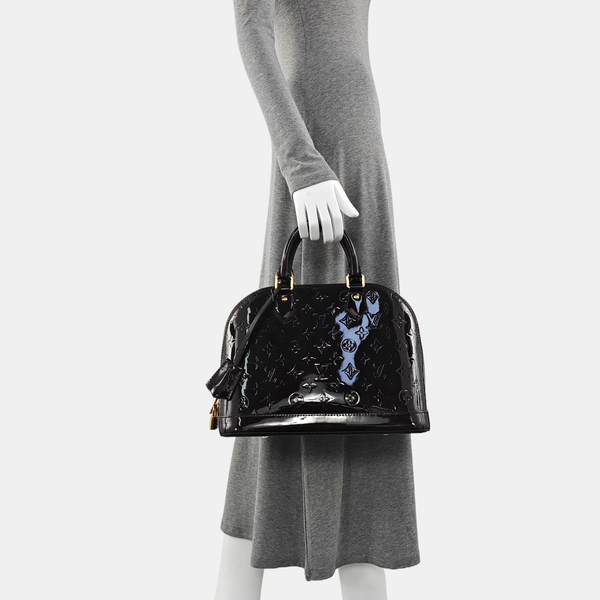 Authenticated pre-owned Alma PM Monogram Patent Leather Brown - Top Handle Bag at Looply