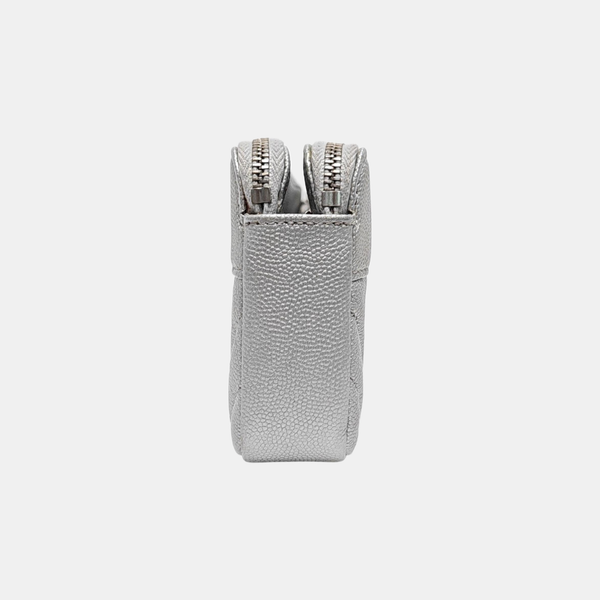 Chevron Grained Lambskin Silver