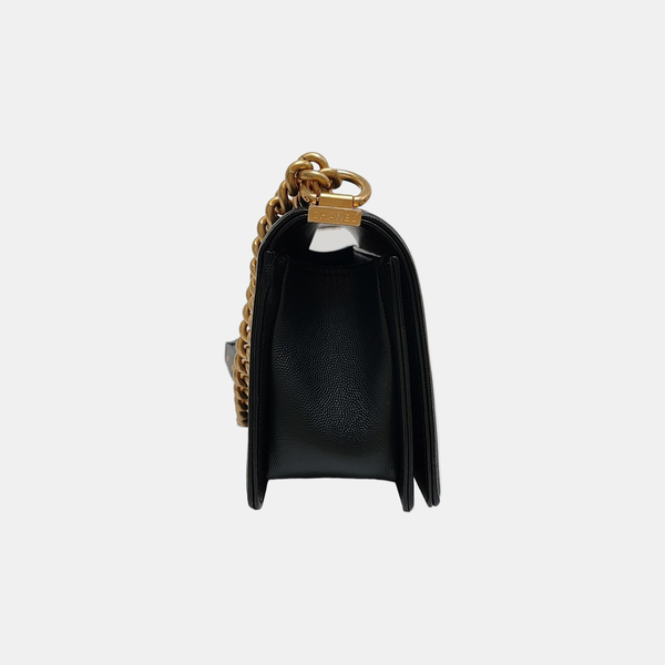 BOY CHANEL Medium Quilted Grained Calfskin Black