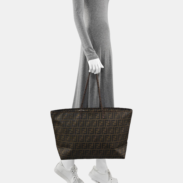 Bolso tote de lona revestida marrón