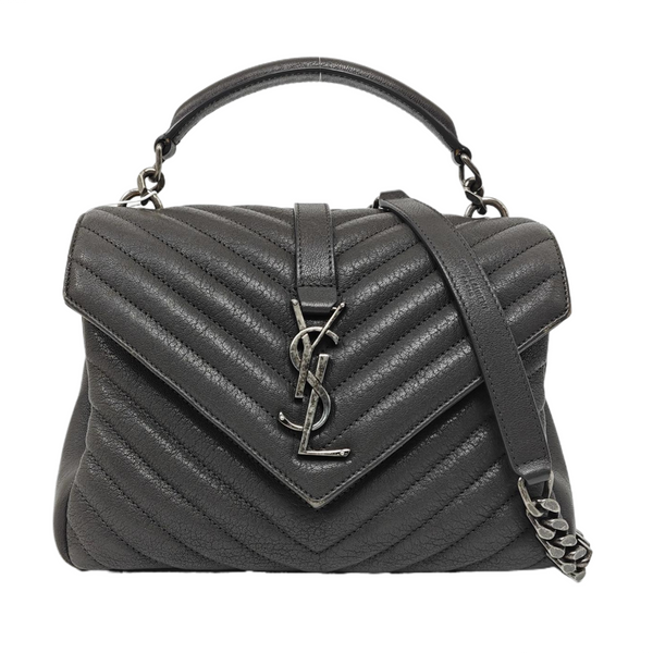 COLLEGE Medium Chevron Lambskin Gray