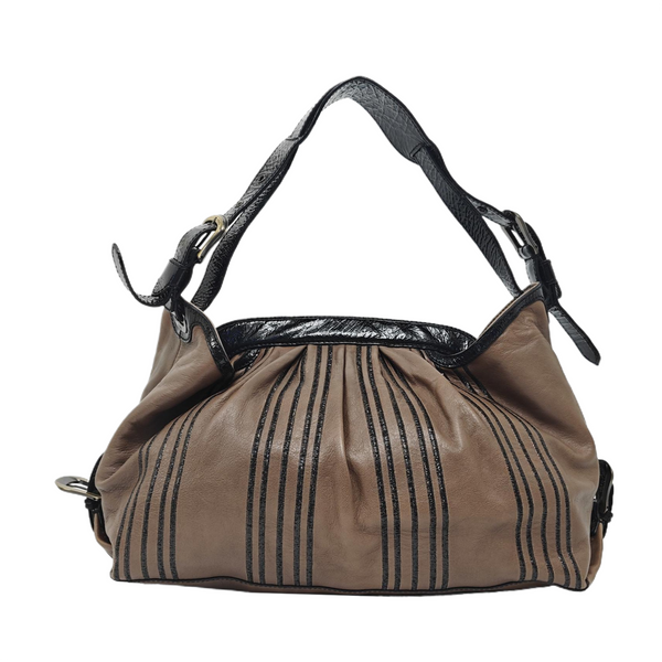 Bolso de mano de piel de ternera marrón