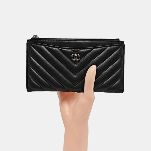 Chevron Lambskin Wallet Black