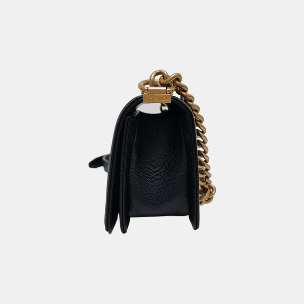 BOY CHANEL Small Quilted Grained Calfskin Black