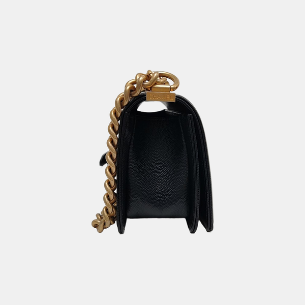 BOY CHANEL Small Quilted Grained Calfskin Black