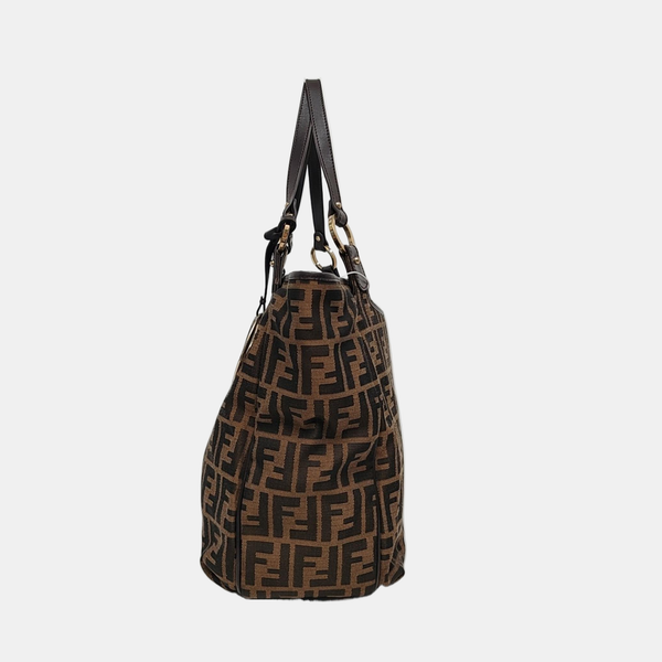 Monogram Fabric Top Handle Bag Brown