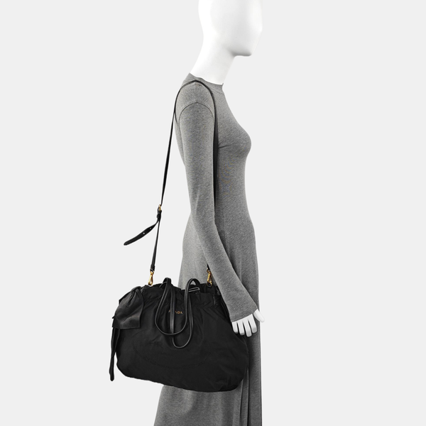 Nylon Top Handle Bag Black