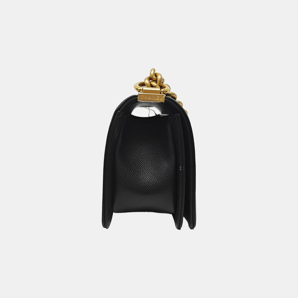 BOY CHANEL Small Quilted Grained Calfskin Black