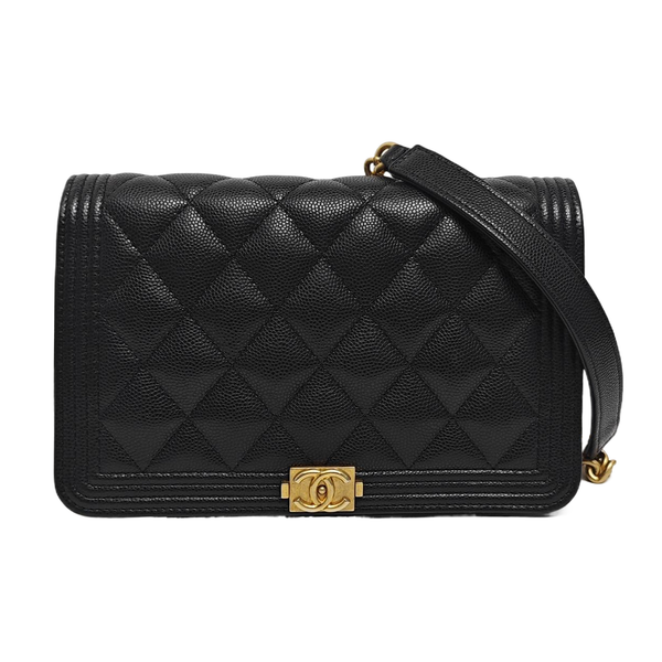 BOY CHANEL Mini Quilted Grained Calfskin Black