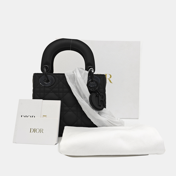Lady Dior Mini Cannage Calfskin Black
