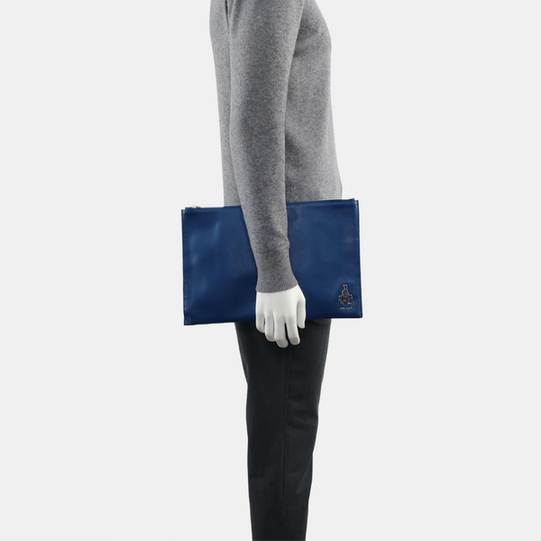 Saffiano Calfskin Clutch Blue