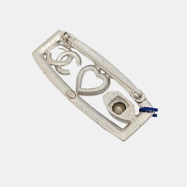 Authenticated pre-owned Silver-tone Metal Synthetic Crystal Brooch - Brooch at Looply
