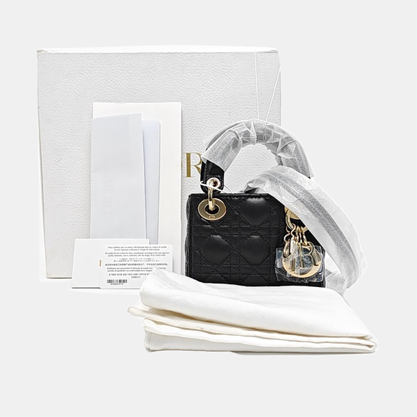Lady Dior Super Mini Cannage Lambskin Black