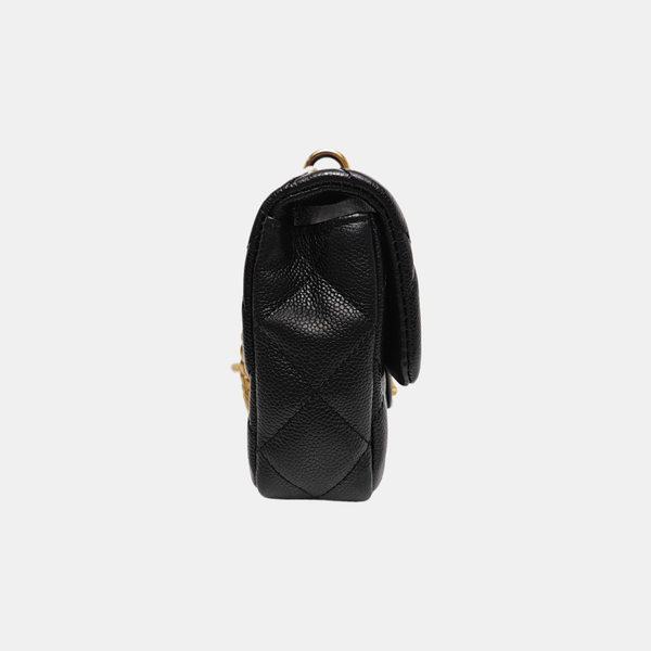 CLASSIC FLAP Mini Quilted Grained Calfskin Black