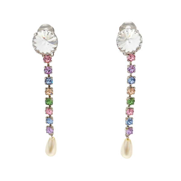 Silver-tone Metal Synthetic Crystal Silver Earring