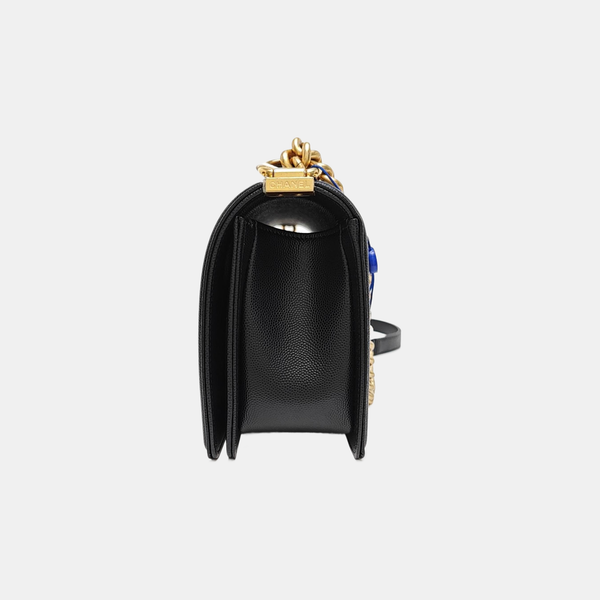 BOY CHANEL Medium Quilted Grained Calfskin Black