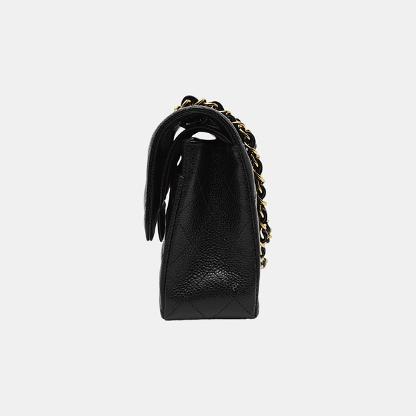 CLASSIC FLAP Small Quilted Grained Calfskin Black