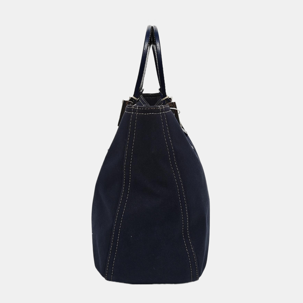 Quilted Canvas Tote Bag Blue