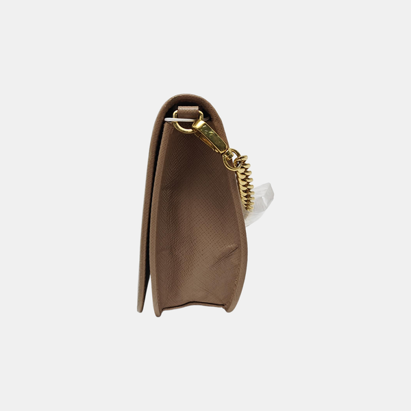 Saffiano Calfskin Shoulder Bag Beige