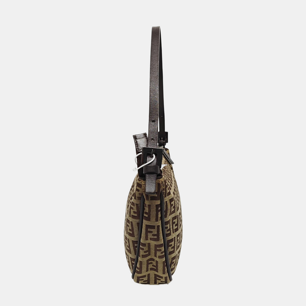 Coated Canvas Shoulder Bag Brown
