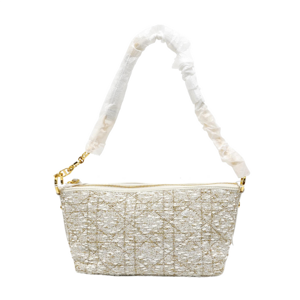 Diorstar Hobo Cannage Fabric White