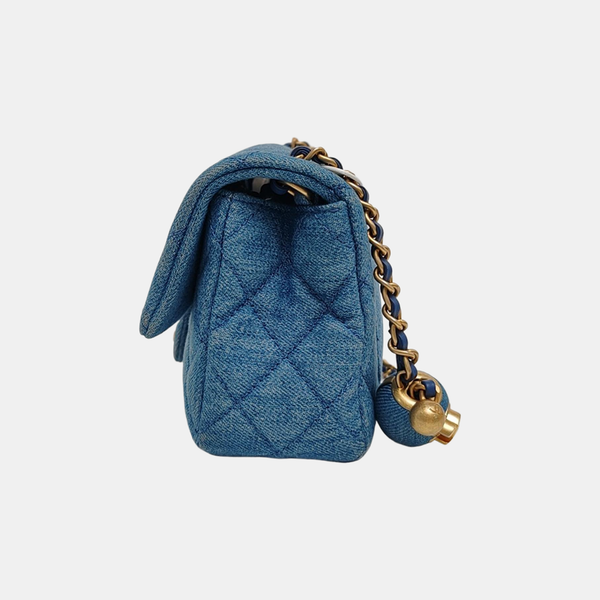 CLASSIC FLAP Mini Quilted Denim Blue
