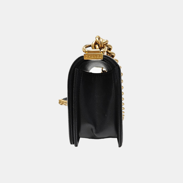 BOY CHANEL Small Quilted Grained Calfskin Black