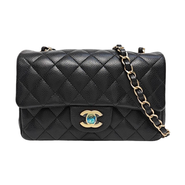 CLASSIC FLAP Mini Quilted Grained Calfskin Black