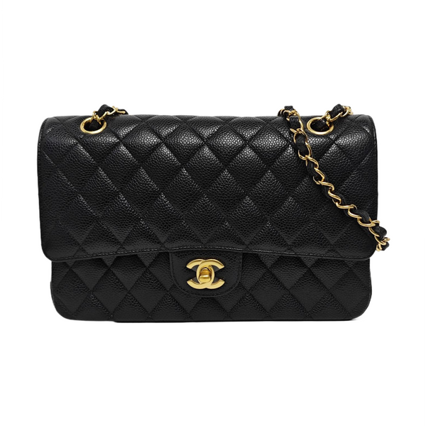 CLASSIC FLAP Medium Quilted Grained Calfskin Black