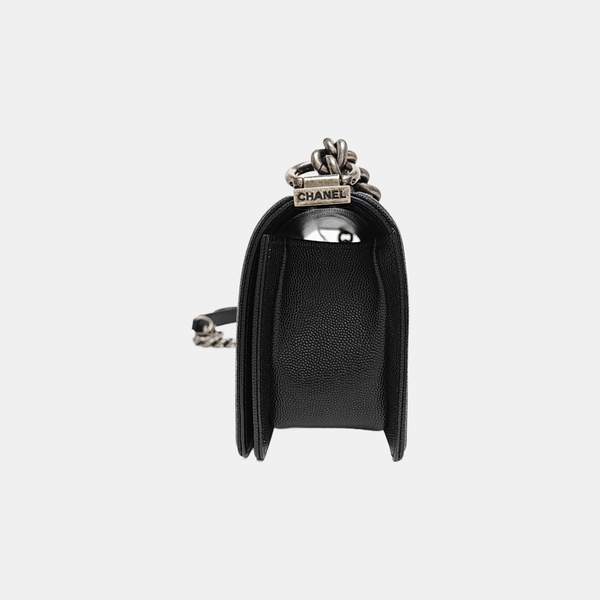 BOY CHANEL Small Quilted Grained Calfskin Black