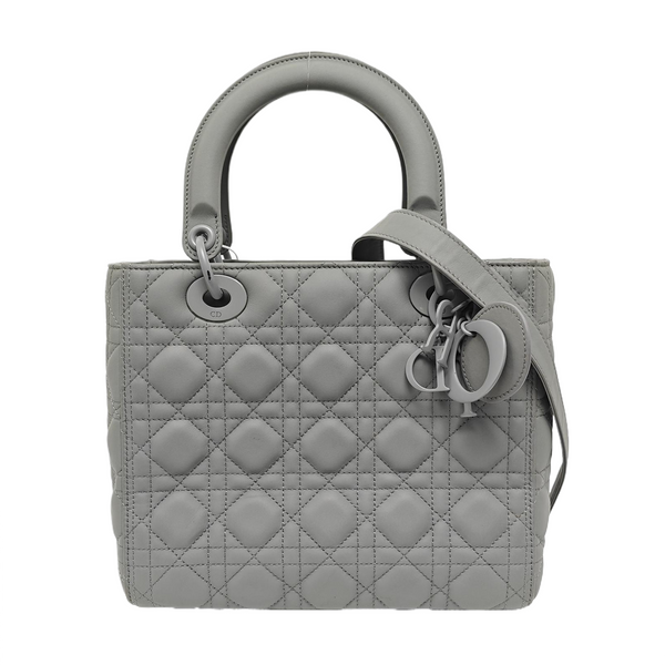 Lady Dior Medium Quilted Calfskin Gray