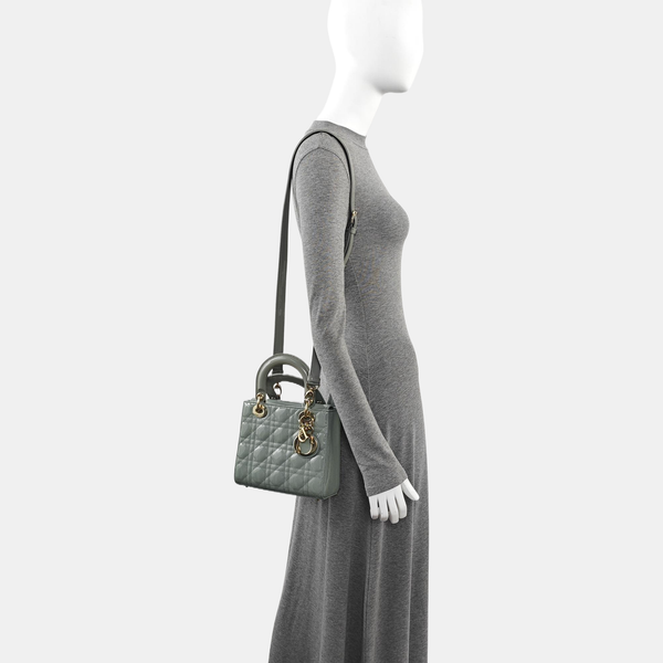 Lady Dior Small Cannage Patent Leather Green