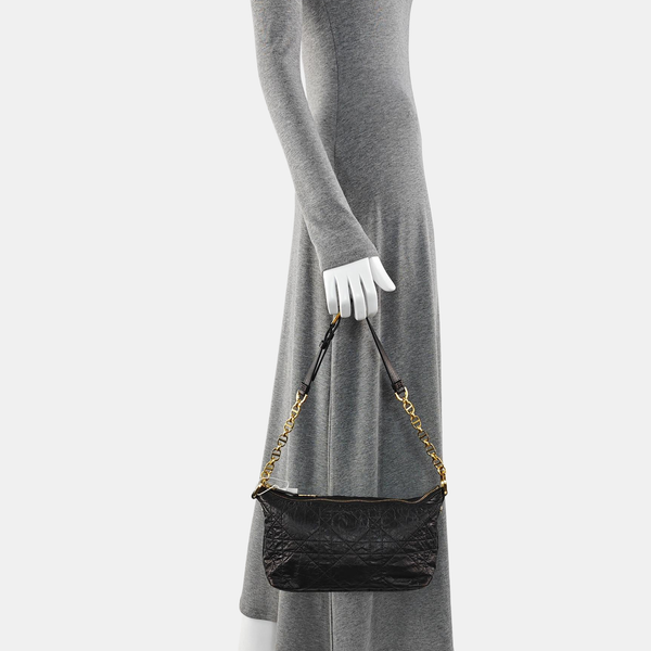 Diorstar Hobo Cannage Calfskin Black