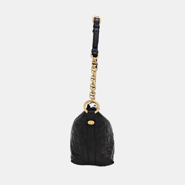 Diorstar Hobo Cannage Calfskin Black