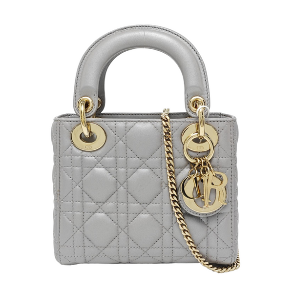 Lady Dior Mini Cannage Lambskin Gray