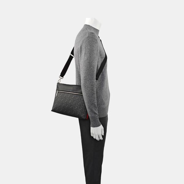 Coated Canvas Crossbody Bag Gray
