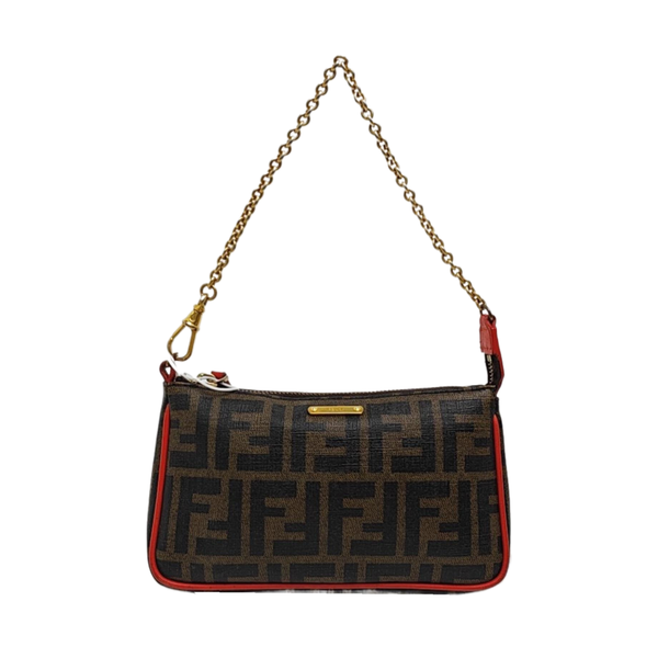 Coated Canvas Shoulder Bag Brown