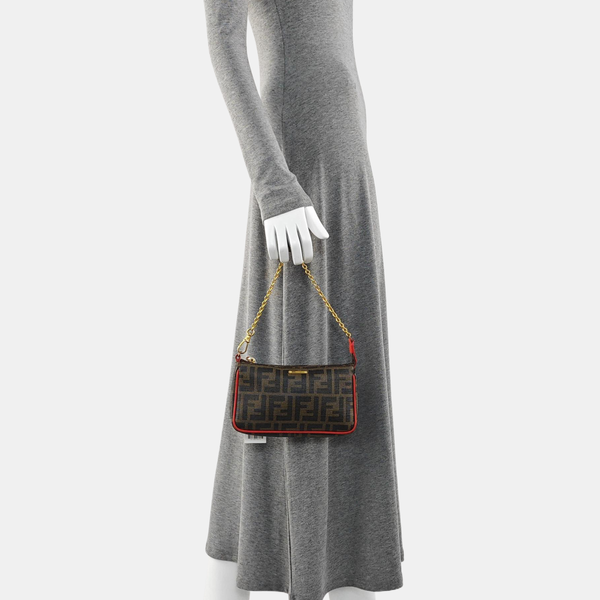 Coated Canvas Shoulder Bag Brown