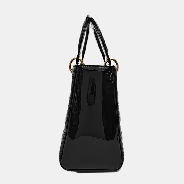 Lady Dior Medium Cannage Patent Leather Black