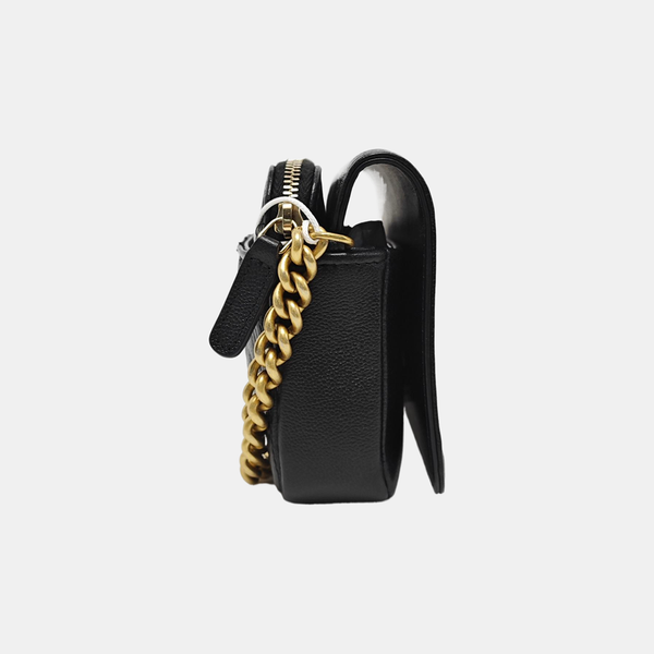 BOY CHANEL Mini Quilted Grained Calfskin Black