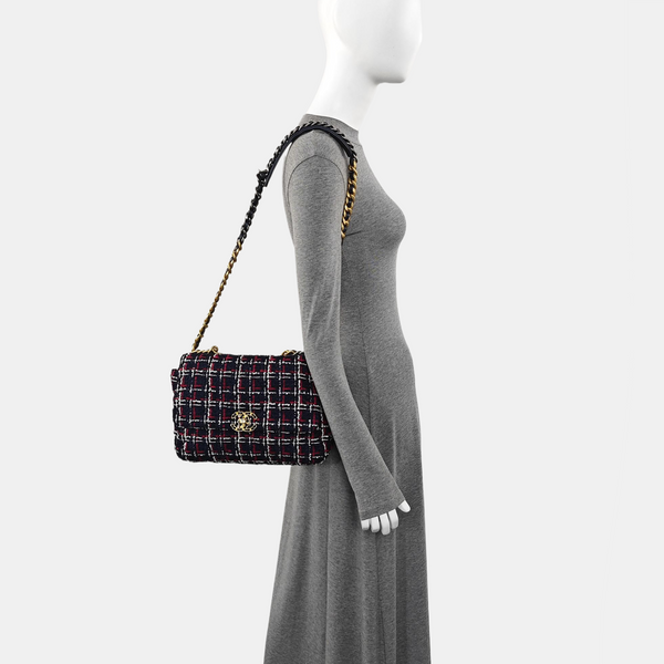CHANEL 19 Large Quilted Wool Multicolor