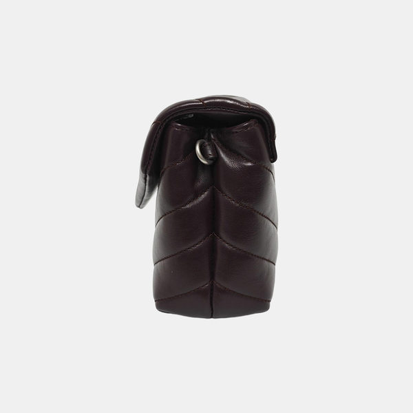 LOULOU Small Chevron Calfskin Brown