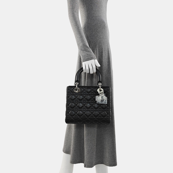 Lady Dior Medium Cannage Lambskin Black