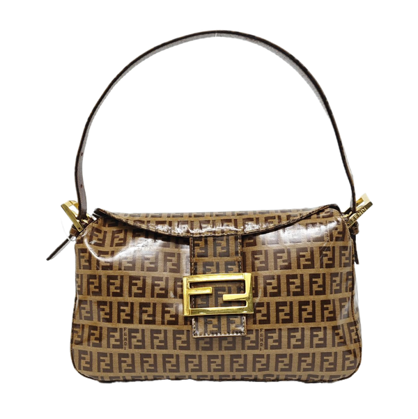 Coated Canvas Top Handle Bag Brown