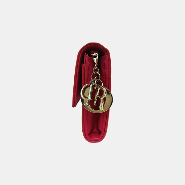 Lady Dior Small Cannage Patent Leather Red