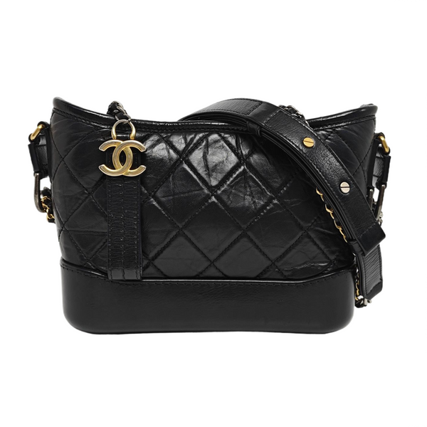 GABRIELLE Small Quilted Vintage Calf Black