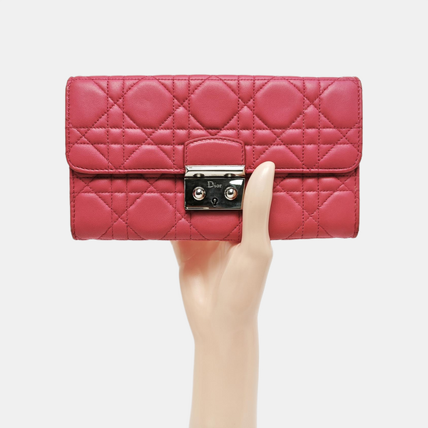 Miss Dior Cannage Lambskin Red Wallet