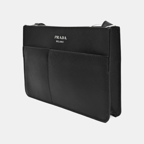 Saffiano Calfskin Shoulder Bag Black