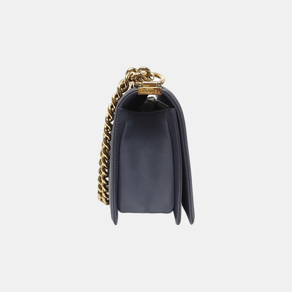 BOY CHANEL Medium Chevron Calfskin Blue